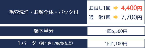 メンズヒゲ　価格表